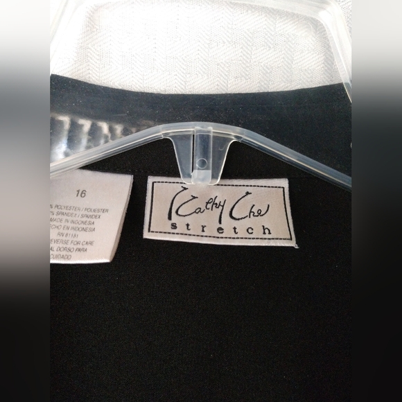 Kathy Che Stretch Black Shirt Top Netting Detail Size 16, Chest 42" - Picture 3 of 4